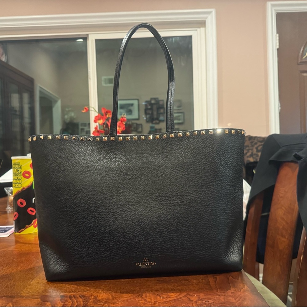 Valentino Garavani Black Studded Tote Bag